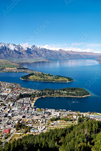 New Zealand. Aerial view of Lake Wakatipu. Queenstown. Otago. South Island