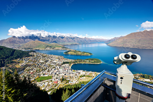 New Zealand. Aerial view of Lake Wakatipu. Queenstown. Otago. South Island