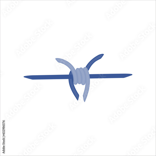 Barbed wire fence border frame illustration. Sharp thorns of barbwire barrier zone. Protection and security concept. Vector illustration.