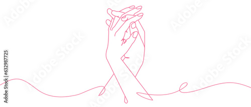 holding hand one line art style vector eps 10