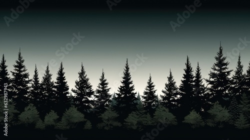 Seamless pattern with silhouettes of trees on background © kardaska