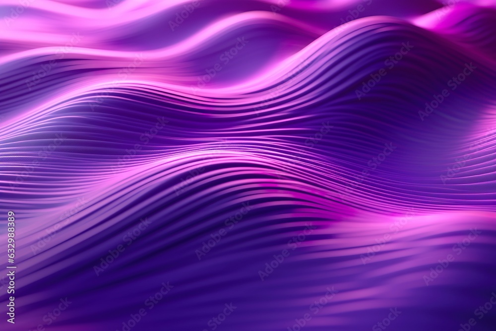 3D renders technological waves with purple, and vibrant colors.