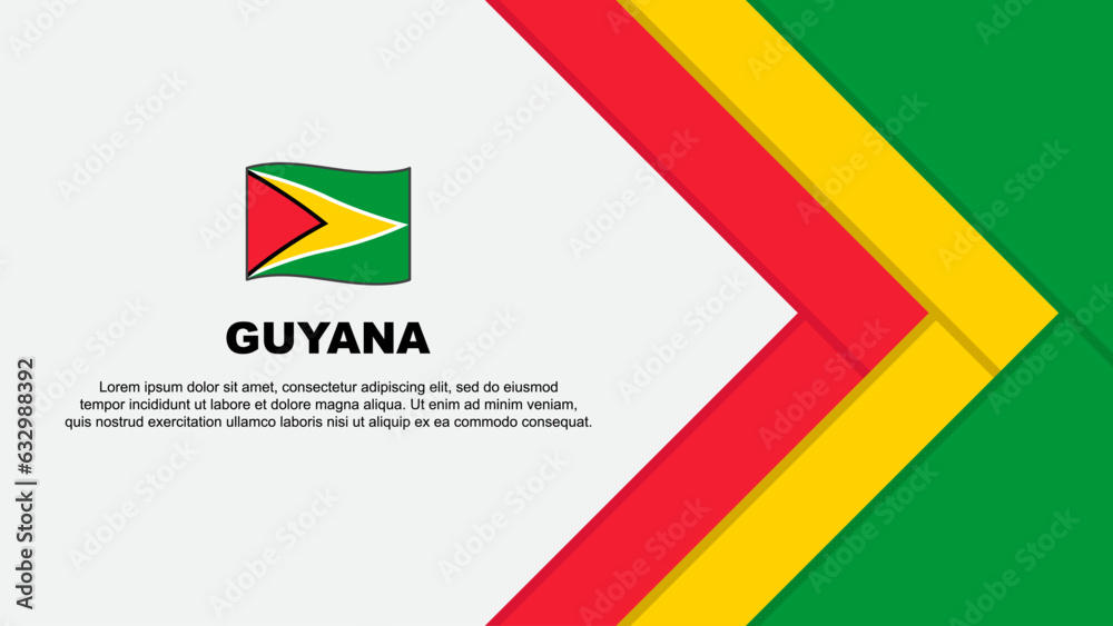 Guyana Flag Abstract Background Design Template. Guyana Independence Day Banner Cartoon Vector Illustration. Guyana Cartoon