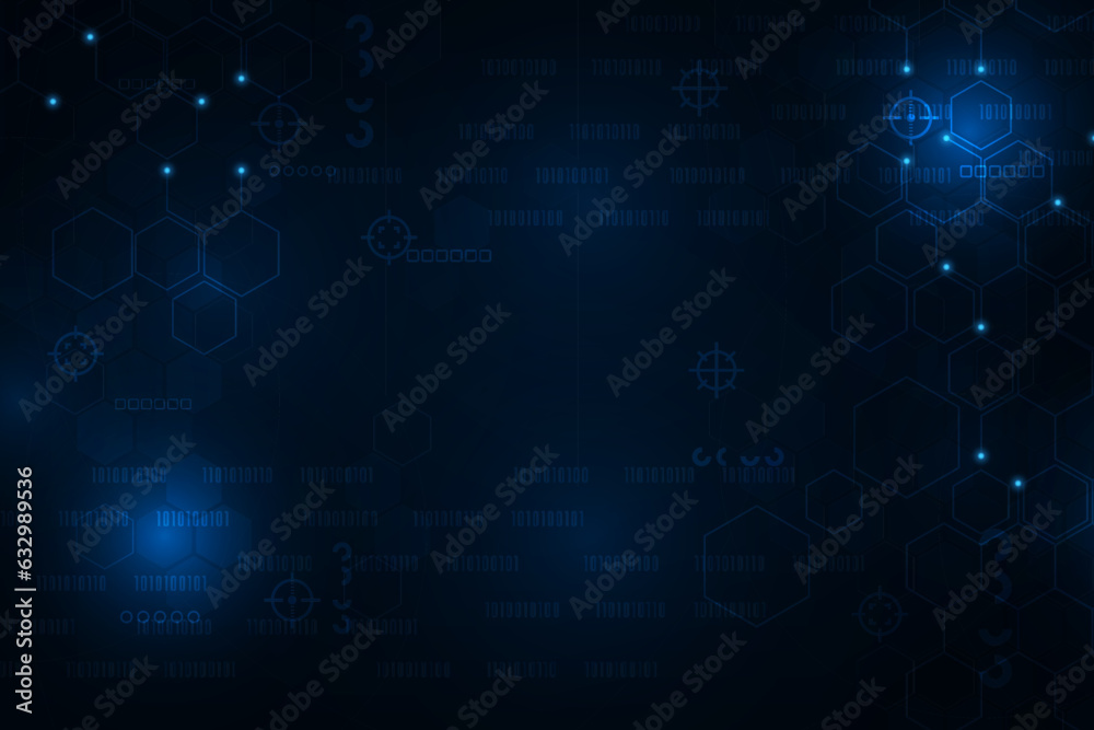 Vector technology abstract futuristic hexagonal modern with blue light background.