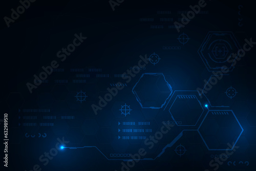 Vector hi tech line circuit technology with hexagon shape geometric futuristic background.