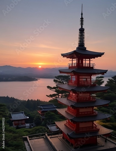 sunset over the pagoda