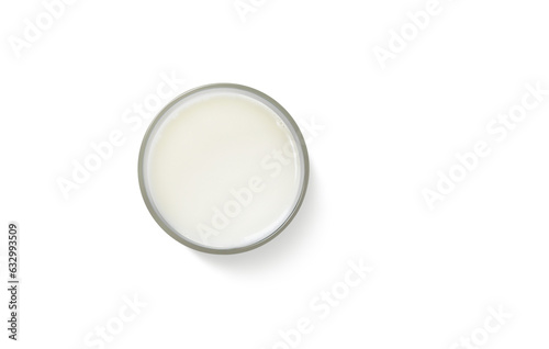 Milk in glass top view isolated PNG transparent