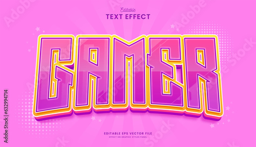 decorative pink gamer editable text effect vector design