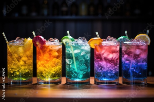 Rainbow colors cocktails 