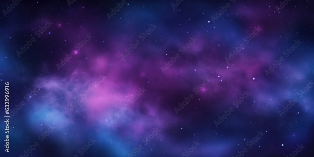 Seamless space texture background. Stars in the night sky with purple pink and blue nebula. A high resolution astrology or astronomy backdrop pattern, Generative AI