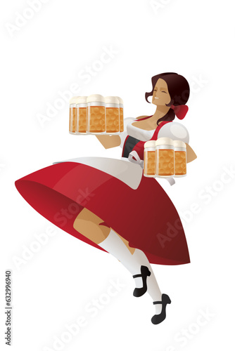 Oktoberfest beergirl carrying a beer steins © JeraRS