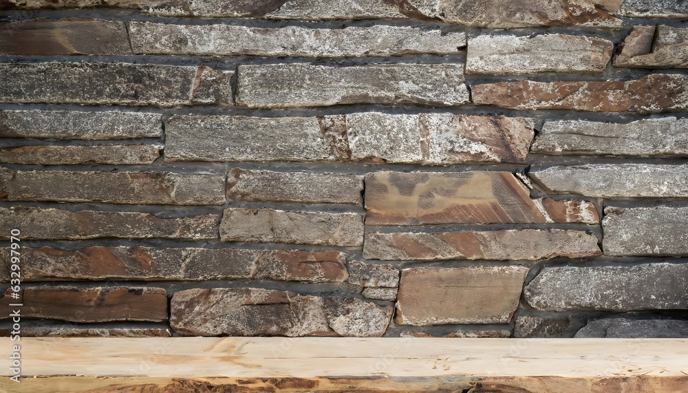 stone wall natural stone wall front on the wood table stone wall natural stone wall front on the wood table
