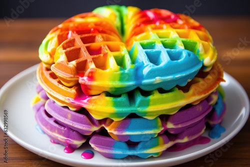 Rainbow waffles  photo