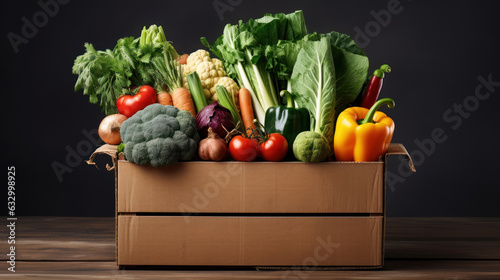 a cardboard box with groceries