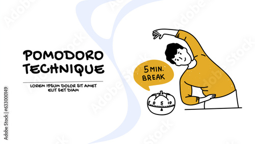 vector of a man using pomodoro technique to improve his productivity