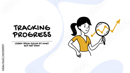 vector of a woman tracking her personal progress in achieving project goals
