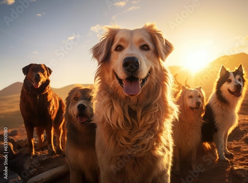 Several dogs take a group selfie