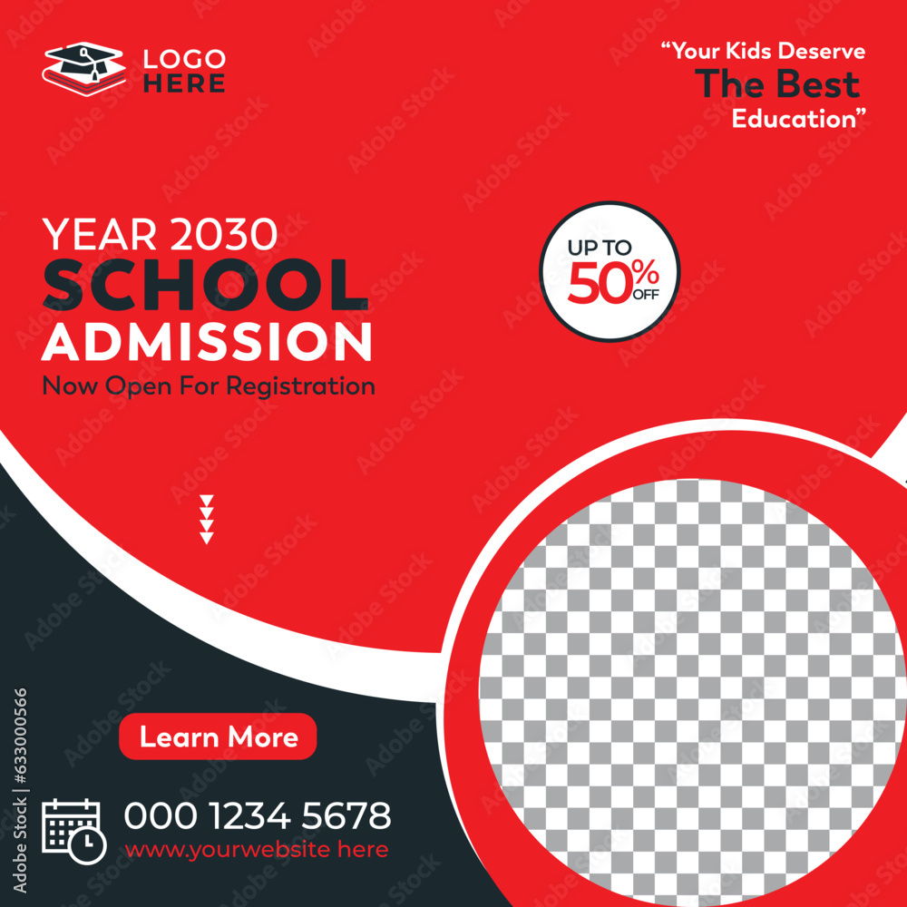 Back to school education school admission social media post or square web banner template Back to school education school admission social media post or square web banner template