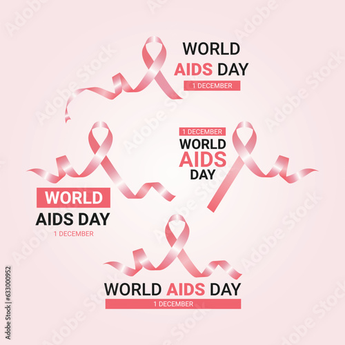 Collection of World AIDS Day Graphics with Red Ribbons
