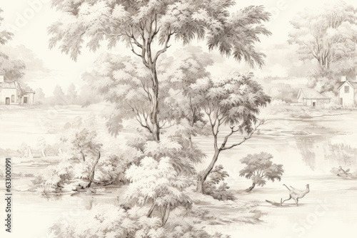 Wallpaper Mural Toile  seamless pattern Torontodigital.ca