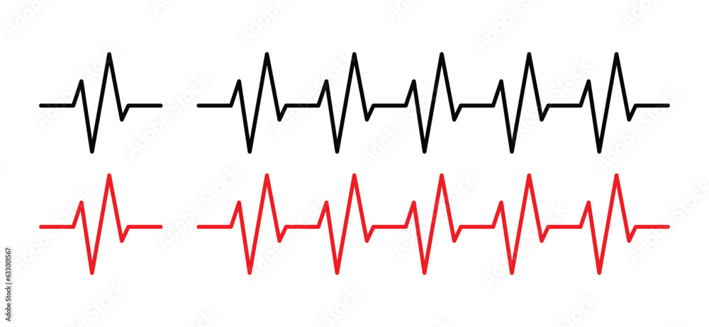 Heart rate icons vector. Pulse, heart rhythm, heartbeat line icon on white background. Vector illustration