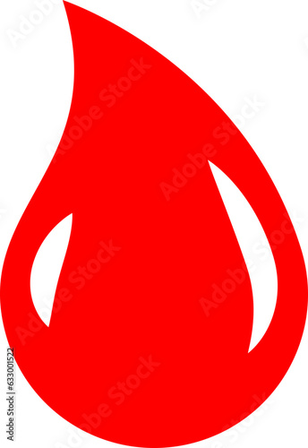 Red blood drop vector icon isolated on white background.