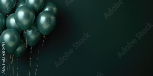 Green balloons on a green background, with space for text. The banner is green. Generative AI