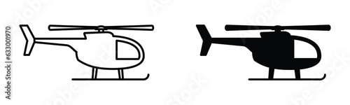 Helicopter icon vector in line and flat style