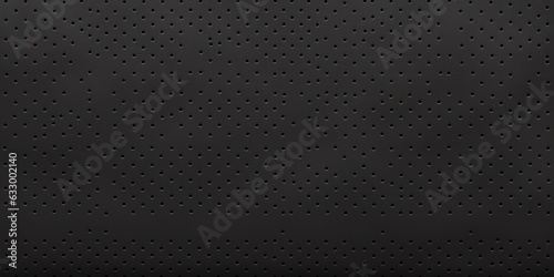 Seamless perforated black leather background texture. Tileable trendy elegant dark grey leatherette with pierced holes. Luxury steering wheel or auto seat upholstery material pattern. Generative AI