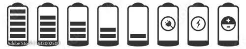 Battery charging charge indicator icon with battery full icon