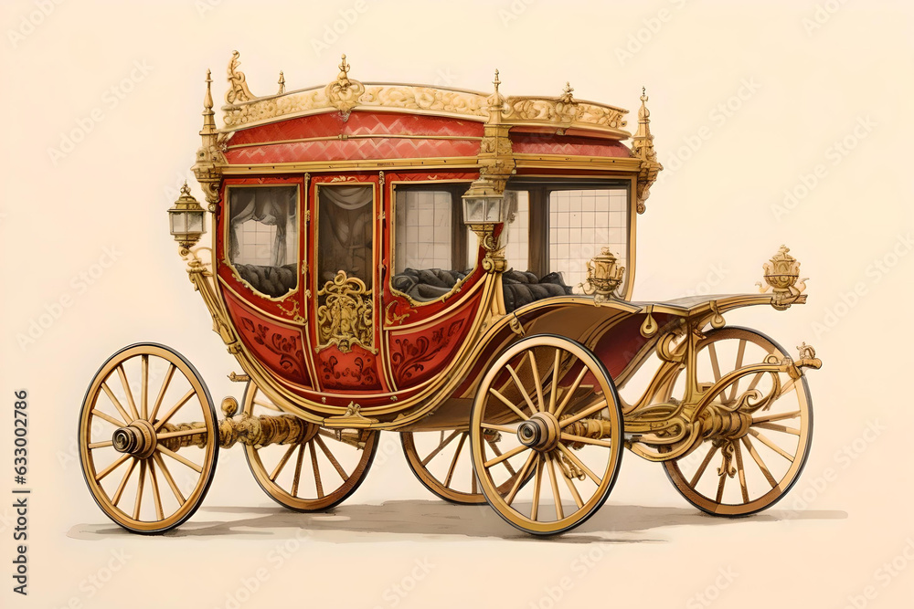 vintage drawing of a royal horse drawn carriage -generative ai Stock ...