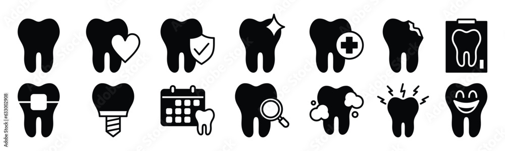 Dental flat icons set. Dentist, tooth, love, insurance, clean, care, broken, sick, agenda, smile and other icon symbol. Medicals care vector illustration Dental flat icons set. Dentist, tooth, love, insurance, clean, care, broken, sick, agenda, smile and other icon symbol. Medicals care vector illustration