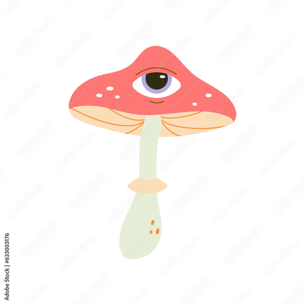 groovy mushroom with eyes. Vector illustration flat groovy mushroom with eyes. Vector illustration flat