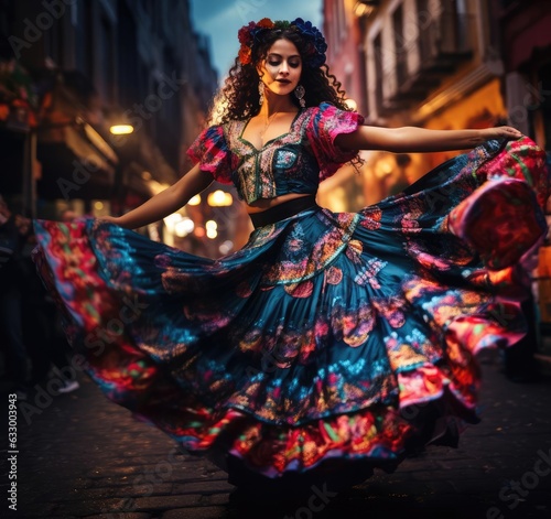 Beautiful Mexican girl is dancing