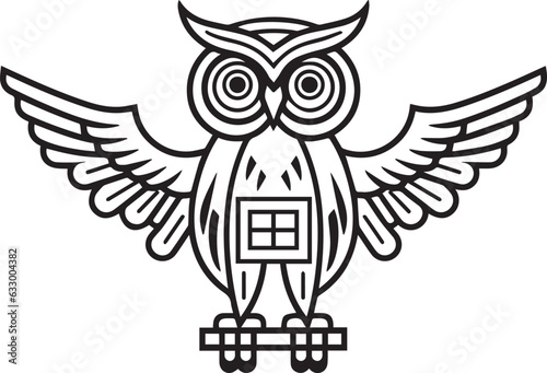 Egyptian owl with decorative elements vector illustration