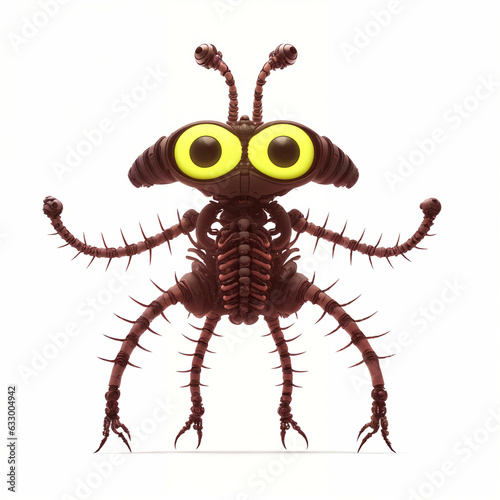 Alien insect. Isolated on white background. Generative AI.