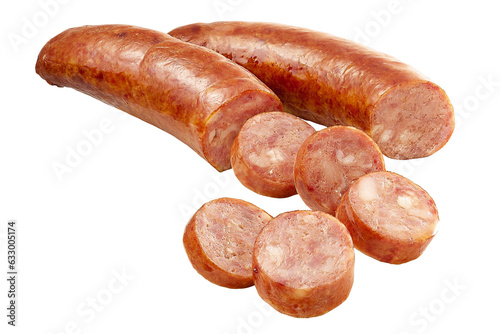 composição de linguiça calabresa isolado em fundo transparente - calabresa fatiada photo