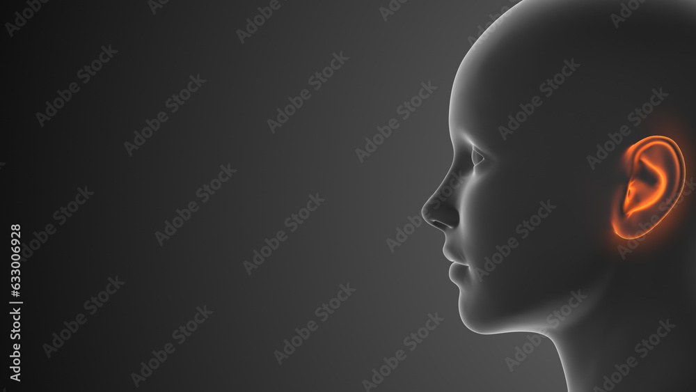 Medical concept of ear pain Medical concept of ear pain