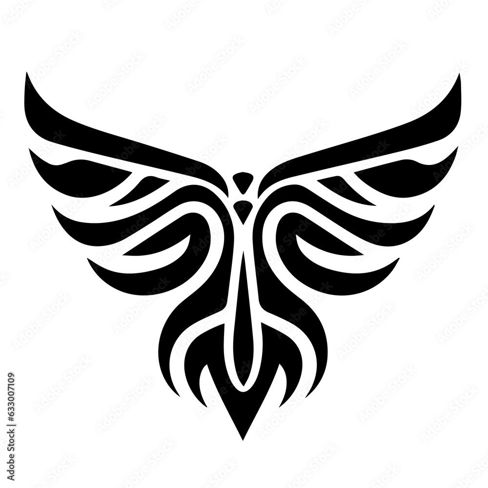 Obraz premium The wing tribal graphic is a captivating fusion of feathers and intricate lines, evoking a sense of flight and freedom.