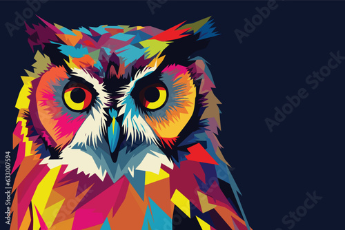 owl pop art vector  colorful art of an owl vector illustration