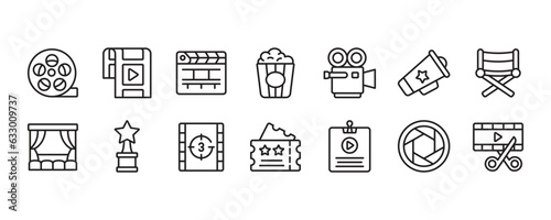 Film industry icon set. Vector graphic illustration.