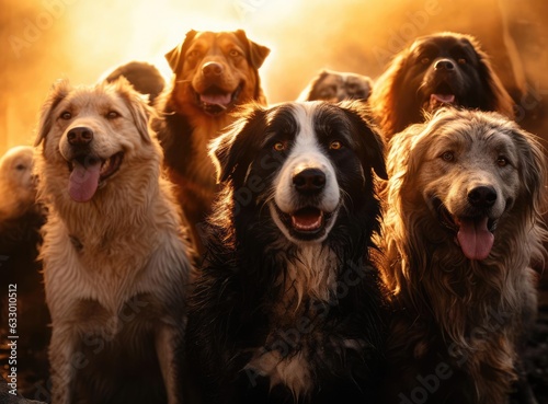Several dogs take a group selfie © cherezoff