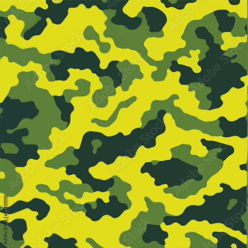 Camouflage seamless pattern. Trendy style camo, repeat print. Vector illustration. Khaki texture, perfect for military army design.