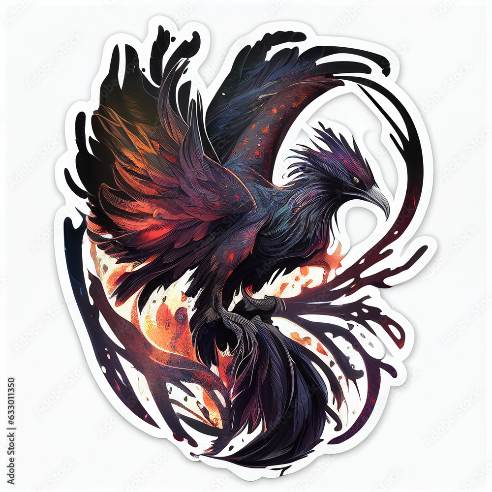 Obraz premium Mystic phoenix sticker. AI Generated