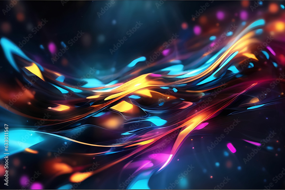 Fototapeta premium Abstract futuristic dark blue wave line background with glowing light effect.