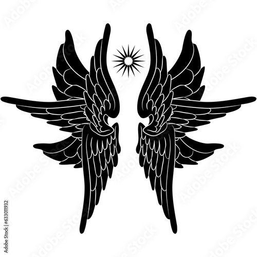 black angel wings illustration