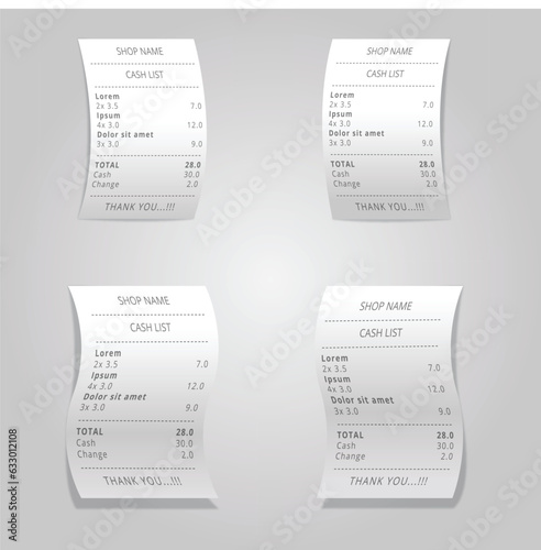 Realistic Purchase Receipt Paper Collection