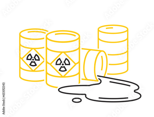 Radioactive water linear sign, pictogram, symbol. Save the ocean concept