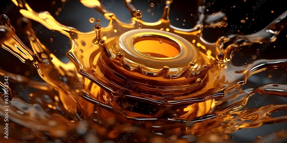 Foto de Oil wave splashing in Car engine with lubricant oil. Concept of