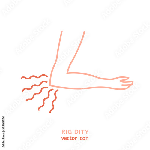 Muscle rigidity stiffness linear icon, pictogram, symbol
